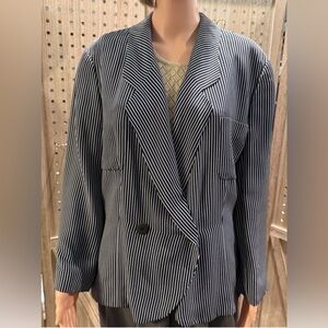 Vintage Giorgio Armani Striped Jacket Blazer Silk Women’s Size 46 US 10